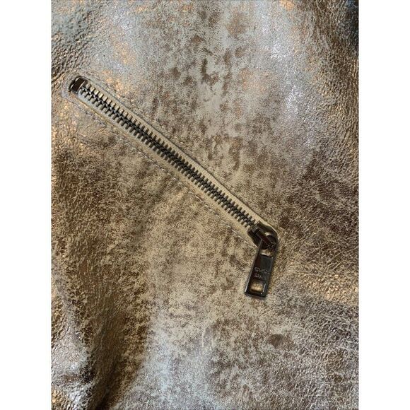 Giorgio Brato Authentic New Gold Metallic Motorcycle Biker Jacket 40 Small Italy - Picture 5 of 11